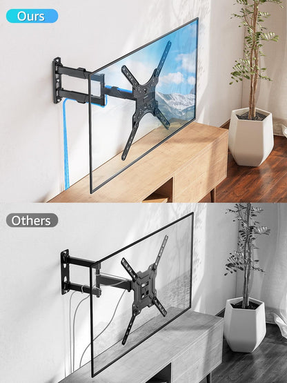 Full Motion TV Wall Mount for Most 26-60 Inch Tvs, Max VESA 400X400Mm Wall Mount TV Bracket with Swivel Tilting Extension Level Adjustment for LED LCD Flat Curved Tvs up to 77 LBS, MU00186