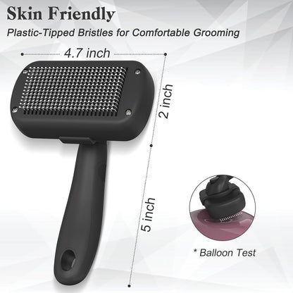 Dipoo Self Cleaning Shedding Brush - Skin Friendly Grooming Tool for Dogs, Cats, and Puppies, Deshedding and Hair Removal for Long and Short Haired Pets, Black4