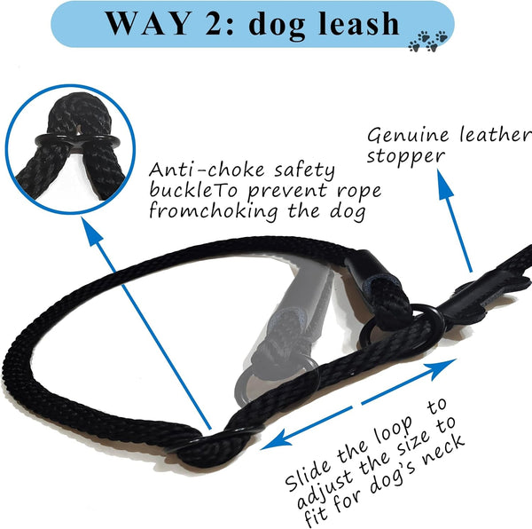 No Pull Dog Leash - Figure 8 Slip Lead Head Collar for Large Dogs (Black)8