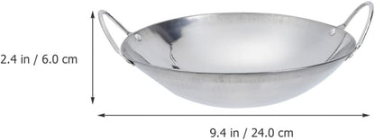 Metal Wok Pan Kitchen 2Pcs Stainless Steel Wok Pans Small Stir Frying Pan with Double Handle Nonstick Deep Cooking Pot for Induction Electric Gas Stoves 8Inch Stir Fry Wok2