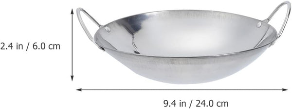 Metal Wok Pan Kitchen 2Pcs Stainless Steel Wok Pans Small Stir Frying Pan with Double Handle Nonstick Deep Cooking Pot for Induction Electric Gas Stoves 8Inch Stir Fry Wok2