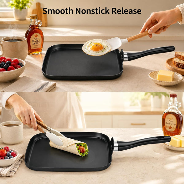 10 Inch Square Griddle Pan, Nonstick Grill Pan for Cooking Eggs, Omelettes, and More, Griddle Cookware, PFOA Free8