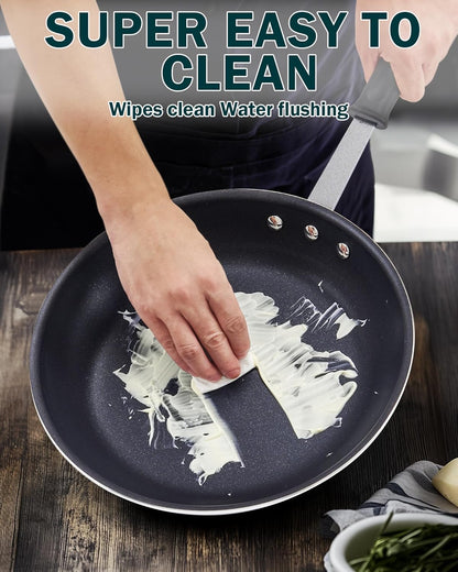 Professional 8-Inch Nonstick Frying Pan, Heavy Duty Aluminum Non Stick Small Egg Omelette Pan, Everyday Wok Stir Fry Skillet, Dishwasher Safe6