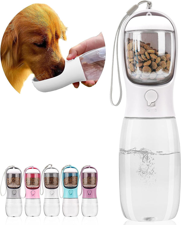 Dog Water Bottle with Food Container, Portable Leak Proof Pet Water Dispenser for Walking Hiking Travel, Puppy Essentials Accessories for Small Large Dogs, Dog Gifts (10Oz/15Oz/19Oz)17