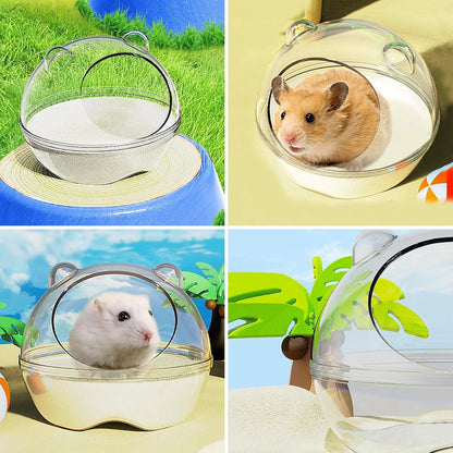 Hamster Bathtub,Hamster Bathroom,Sand Bath Container,Hamster Toilet and Sandbox Dust Bathtub,Hamster Bed,Sand Bath Box for Hamster Cage Accessories (S 4.4X4.4X3.5 Inch)4
