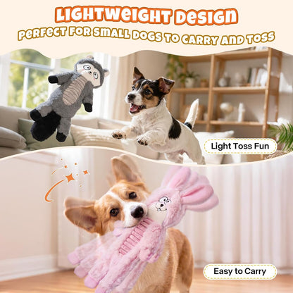 Durable No Stuffing Dog Squeaky Toys Dogs Love These! | Crinkle & Squeakers Keep Dogs Busy, 5 Pack Plush Animal Toys for Small Medium Large Dogs4