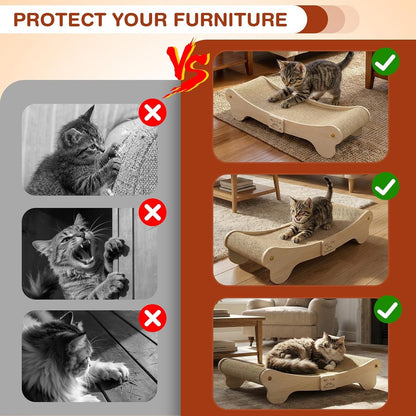 NOCOEX Sisal Cat Scratcher Bed: Wood Scratch Board Hammock for Indoor Cats | Natural Solid Wood Curved Frame Lounger Sleep Scratching Pad Post Large Cats 45 Lbs, Easy Assembly Modern Furniture Protector5