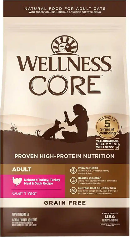 Wellness CORE+ Adult Dry Cat Food for Indoor Cats, Natural, Grain Free Kibble, Chicken, Turkey and Chicken Meal Recipe, 5 Lb Bag13