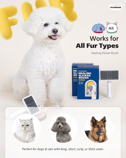 PETHROOM Self-Cleaning Slicker Brush for Dogs & Cats – Gentle Grooming & Deshedding Tool, Removes Mats & Tangles, Skin-Friendly Coated Tips, One-Touch Hair Removal Button8