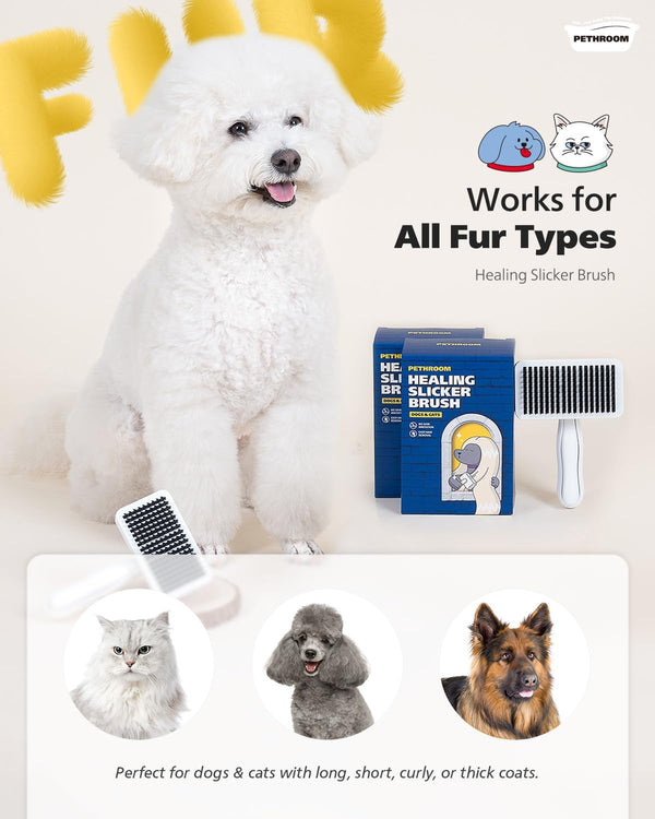PETHROOM Self-Cleaning Slicker Brush for Dogs & Cats – Gentle Grooming & Deshedding Tool, Removes Mats & Tangles, Skin-Friendly Coated Tips, One-Touch Hair Removal Button8