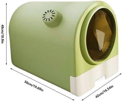 Pet Supplies, Enclosed Cat Litter Box with Lid & Scoop, Splash-Proof Large Pan, Easy Clean(Green)2