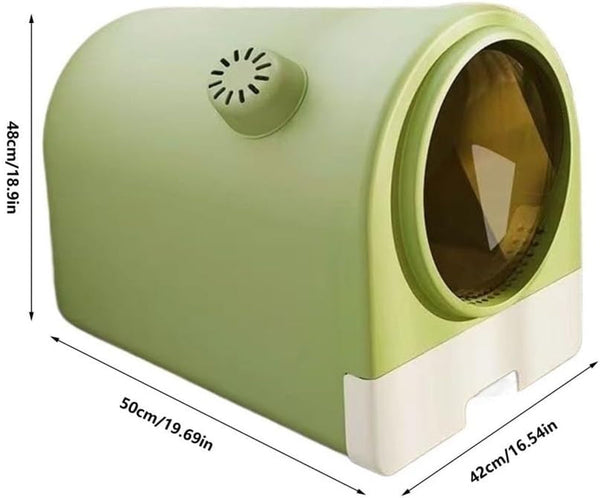 Pet Supplies, Enclosed Cat Litter Box with Lid & Scoop, Splash-Proof Large Pan, Easy Clean(Green)2