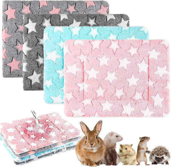 Haull 4 Pcs Waterproof Guinea Pig Bedding Soft Dog Cat Bed Crate Mat Small Animal Plush Cage Liners Rabbit Bunny Kennel Pad Reversible Cozy Pee Thickened Hamster Pad(Tie Dyed,13 X 10 Inch)22