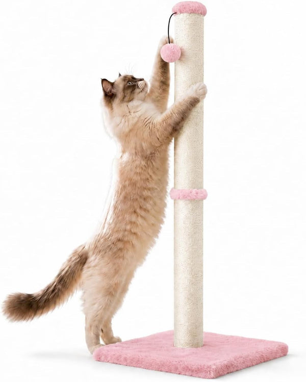 Dimaka 29" Height Tall Cat Scratching Post, Claw Scratcher with Sisal Rope and Covered with Soft Smooth Plush, Vertical Scratch [Full Strectch] for Standard Size Cats(Grey, 29 Inches for All Cats)13