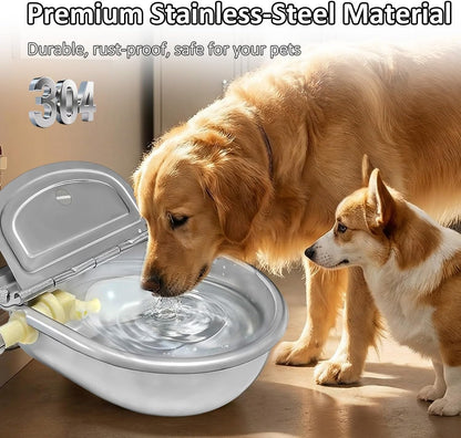 Automatic Water Dispenser for Dogs and Cats - Stainless Steel Dog Water Bowl Dispenser Outdoor Large Pets Waterer Feeder for Poultry and Livestock2