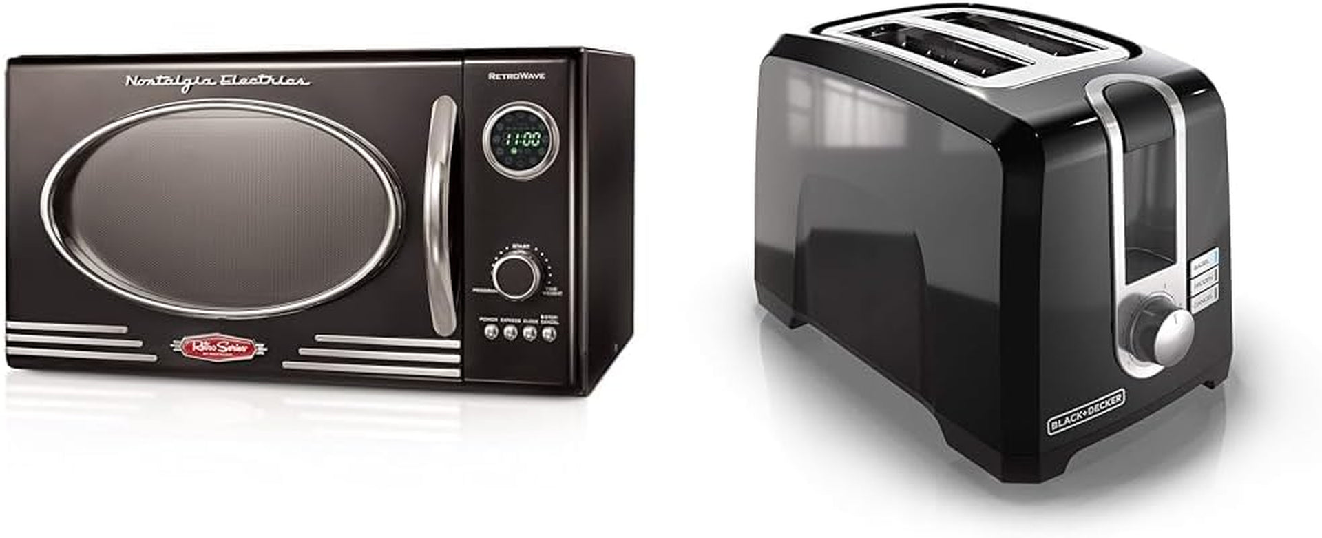 retro-countertop-microwave-oven-large-800-watt-0-9-cu-ft-black-decker-2-slice-toaster-t2569b-extra-wide-slots-6-shade-settings-850-watts-crub-tray