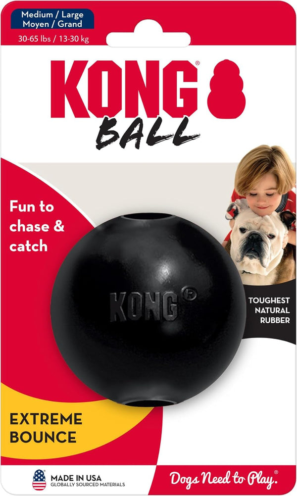 KONG Extreme Ball with Hole - Fetch Toy - Durable Dog Toy for Training, Interactive Playtime & More - Natural Extreme Rubber Ball - Black - for Medium/Large Dogs5