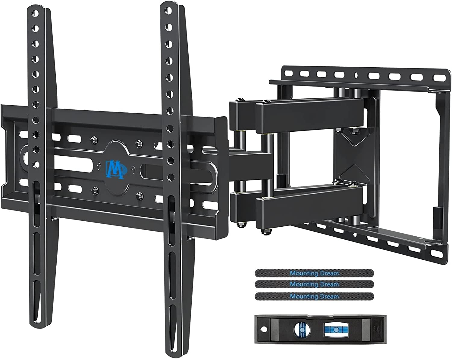 full-motion-tv-wall-mount-for-32-70-inch-tvs-up-to-99lbs-mount-bracket-with-swivel-and-tilt-tv-bracket-with-articulating-dual-arms-fits-16-studs-max-vesa-400x400-mm-md2380