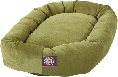 Majestic Pet 40 Inch Micro Velvet Calming Dog Bed Washable – Cozy Soft round Dog Bed with Spine for Head Support - Fluffy Donut Dog Bed 40X29X9 (Inch) – round Pet Bed Large – Pearl12