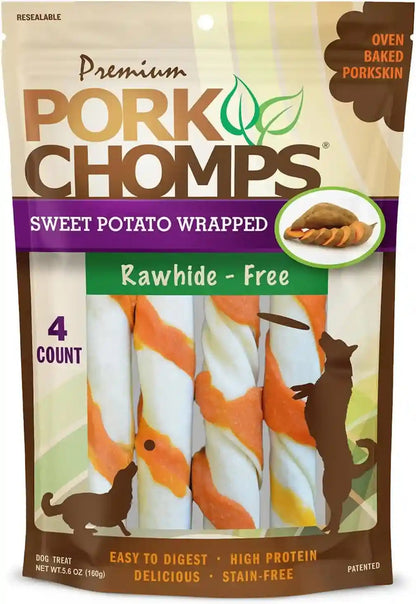 Pork Chomps Roasted Pork Skin Dog Chews, 6 Inch Twists, 15 Count - Long-Lasting Treats for Dogs - High Protein, Rawhide-Free, Low Fat, Healthy & Delicious Chews12