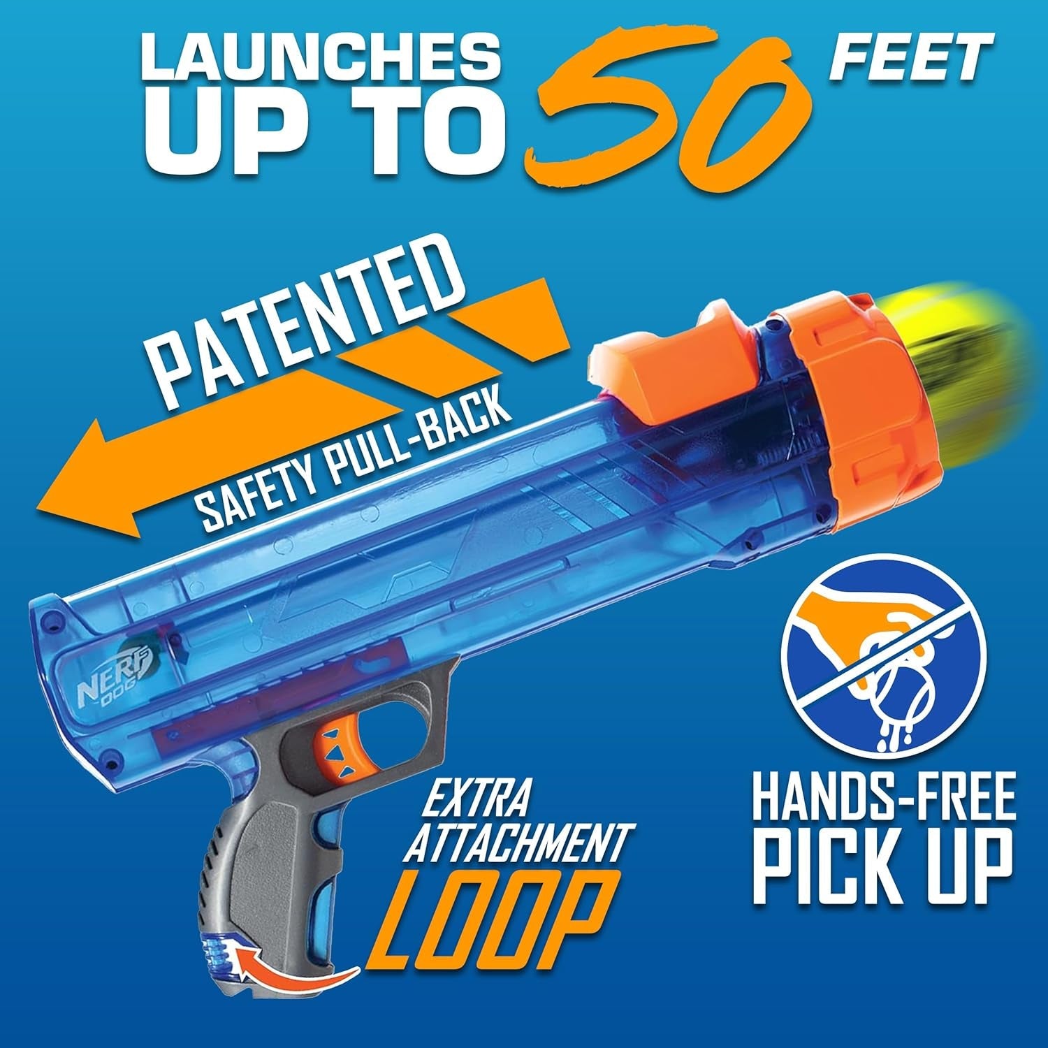 nerf-dog-tennis-ball-blaster-dog-toy-gift-set-tennis-ball-dog-fetch-toy-launches-up-to-50-ft-dog-ball-thrower-for-all-breeds-includes-translucent-blue-tennis-ball-launcher-and-3-dog-tennis-balls
