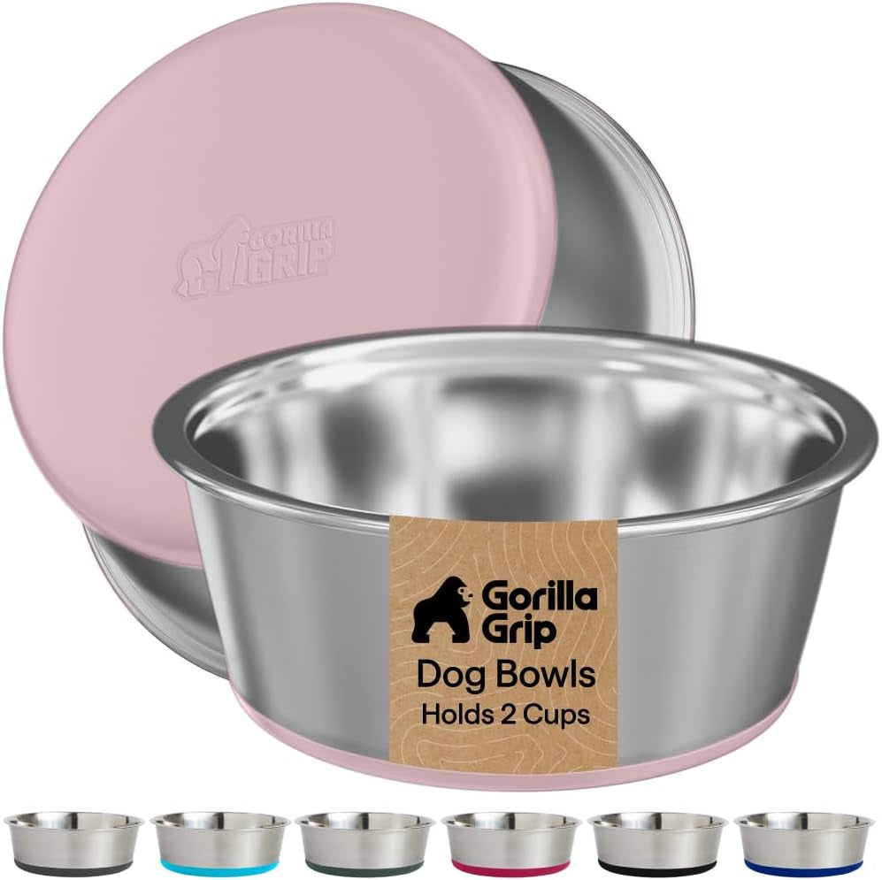 gorilla-grip-dog-bowls-food-grade-304-stainless-steel-holds-2-us-cups-each-16-fl-oz-food-and-water-bowl-for-feeding-dogs-and-cats-dishwasher-safe-rust-resistant-bpa-free-rubber-base-2-set-black