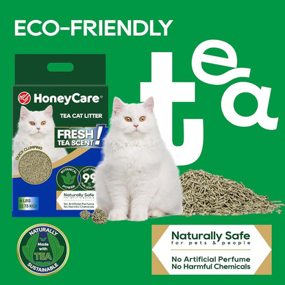 Honeycare Tea Cat Litter | Natural Plant-Based Formula | Long-Lasting Odor Control | 99% Dust-Free & Low Tracking | Flushable Cat Litter | 6-Lbs8