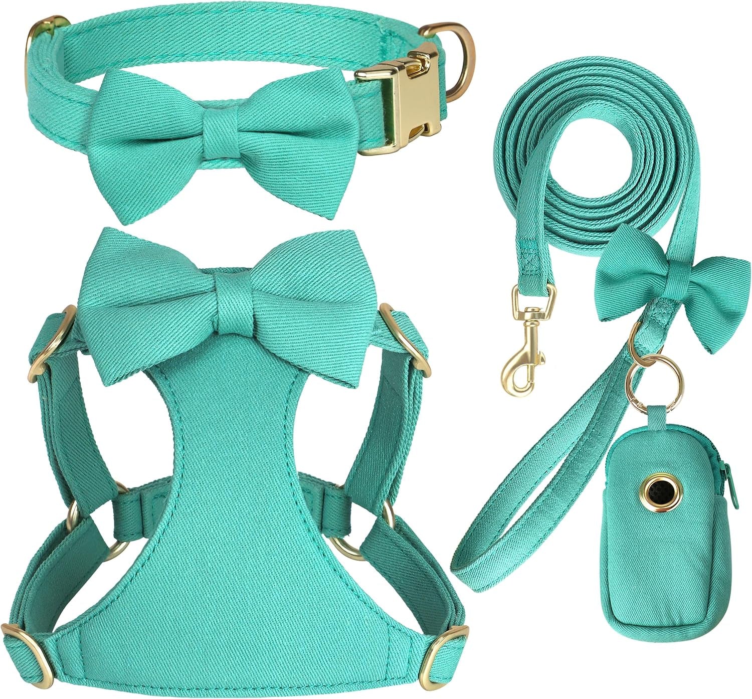 beirui-cute-small-dog-harness-collar-and-leash-set-pink-xxs-chest-12-14-for-small-dogs-puppy-three-detachable-bows-adjustable-step-in-vest-yorkshire-chihuahua-for-daily-walking-holiday-outfits