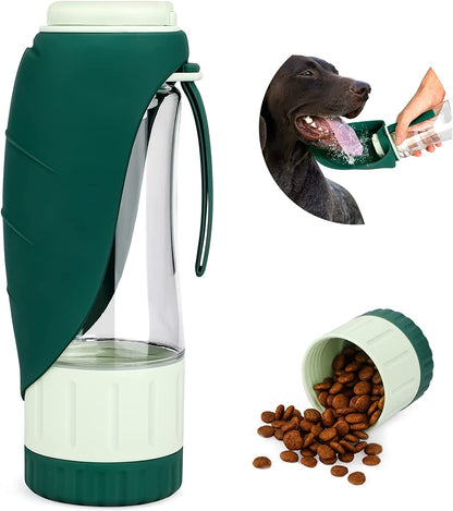 TIOVERY Upgraded Dog Water Bottle, Portable Dog Cat Puppy Pet Water Dispenser Feeder with Drinking Cup and Food Container Leak Proof for Outdoor Walking, Travel, Hiking 12OZ1