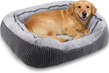 Washable Dog Bed for Small Medium Sized Dogs, Rectangle Small Puppy Cat Dog Beds, Orthopedic Pet Bed, Soft Breathable Calming Pet Sofa Bed Anti-Anxiety with Anti-Slip Buttom, S(20"X19"X6")21
