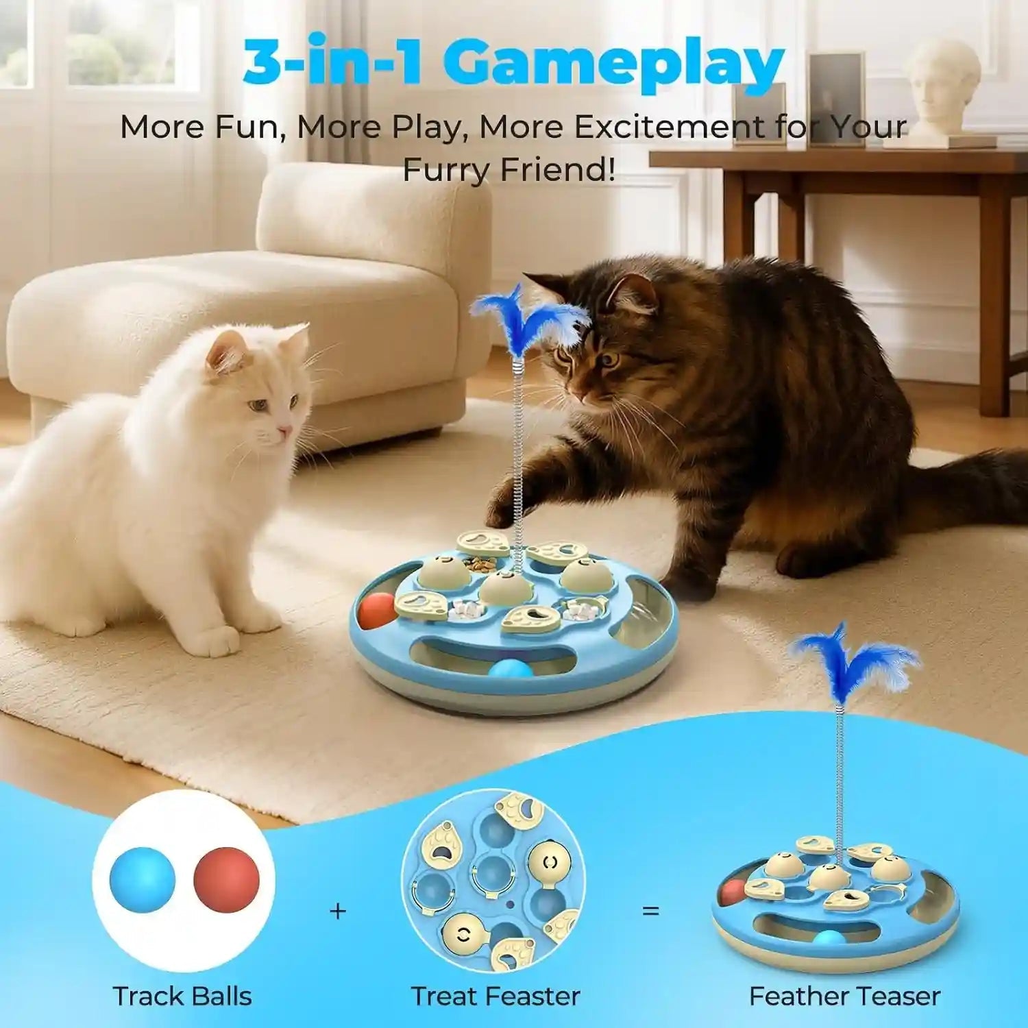 3-in-1-cat-treat-puzzle-feeder-level-3-interactive-cat-puzzle-toy-with-track-balls-feather-teaser-slow-feeder-insert-non-slip-base-mental-stimulation-for-bored-indoor-cats-blue