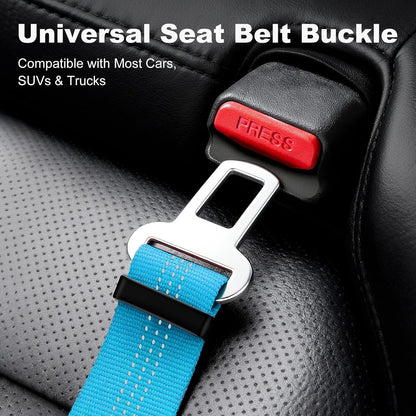 Dog Seat Belt for Car, Car Harness with Locking Aluminum Hook | Adjustable Reflective Nylon Seatbelt with Elastic Bungee, Travel Safety Restraint, for Small Medium Large Dogs, Light Blue6
