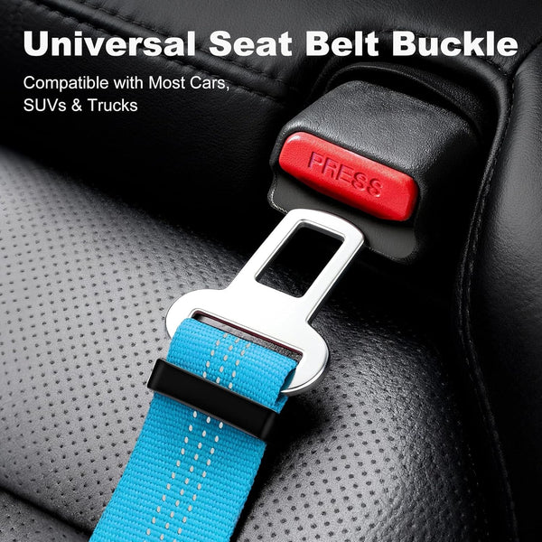 Dog Seat Belt for Car, Car Harness with Locking Aluminum Hook | Adjustable Reflective Nylon Seatbelt with Elastic Bungee, Travel Safety Restraint, for Small Medium Large Dogs, Light Blue6