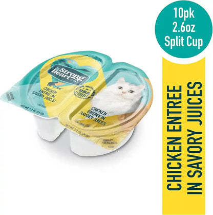 A Strong Heart Split Cup Wet Cat Food, Chicken Entree - 2.6 Oz Split Cups, 20 Servings (Pack of 10), Made in the USA with Real Chicken2