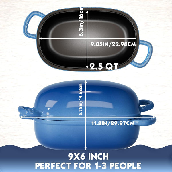 Dutch Oven 9X6 Inch, 2.5QT Cast Iron Bread Pans for Bread Baking | Loaf Pan with Lid, Loop Handles, for Homemade Breadmaking, Induction Cooktop, Oven Safe, Cooking Stews & Meats3