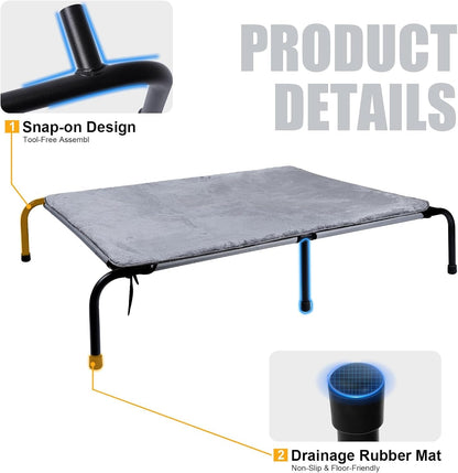 Outdoor Dog Elevated Bed with Plush Mat, Raised Dog Beds,Pet Cot Hammock(L) | Durable Washable Raised Dog Bed, Indestructible Elevated Cooling Dog Beds,Durable Dog Cot Bed, Lifted outside Dog Hammock Bed6