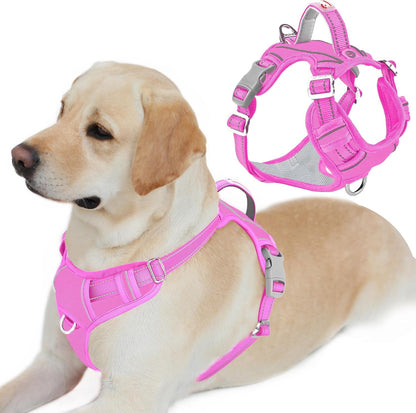 BARKBAY Dog Harness No Pull with ID Tag Pocket - Heavy Duty, Reflective, Easy Control for Large Dogs(Blue,L)47