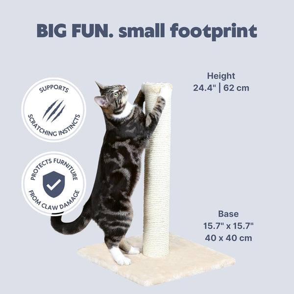 Trixie Parla Cat Scratching Post 24.4 Inch - Cat Scratcher with Soft Fabric Covering Base and Durable Natural Jute Rope - Beige4
