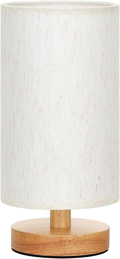 9" Small Table Lamp for Bedroom - Inline Control with 3000K Blub | Cream Shade and Wood Base | 680 Lumens | Easy Assembly | Minimalist Design | E26 | for Kitchen | for Kids Room9