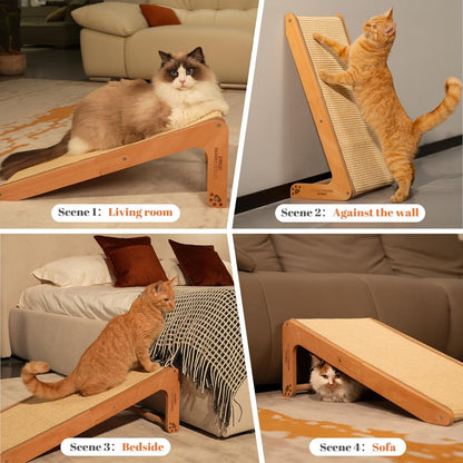 CHEERHOME PETS Sisal Cat Scratcher Ramp for Indoor Cats, 24.8" L Shape Cat Scratching Post Climbing Vertical Cat Scratch Pad, Solid Wooden Cat Furniture(Standard)7