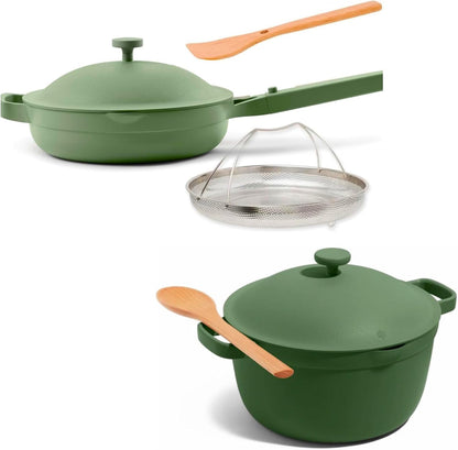 Our Place Cookware Duo, 7-Piece Ceramic Nonstick Cookware Set with Strainer | Non-Toxic Ceramic Cookware Set with 10.5-Inch Always Pan, 5.5 Qt Perfect Pot & Strainer; Induction & Oven Safe to 450°F1
