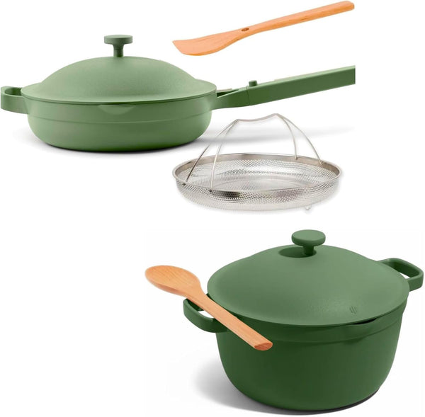 Our Place Cookware Duo, 7-Piece Ceramic Nonstick Cookware Set with Strainer | Non-Toxic Ceramic Cookware Set with 10.5-Inch Always Pan, 5.5 Qt Perfect Pot & Strainer; Induction & Oven Safe to 450°F1