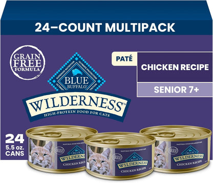 Blue Buffalo Wilderness Chicken Adult 7+ Wet Cat Food Paté, 5.5 Oz, 24 Ct1
