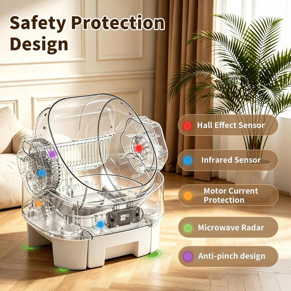 Automatic Self-Cleaning Litter Box, Open-Top, Microwave Radar, White | Multi-Sensor Safety, Large Waste Bin, Whisper-Quiet, Easy Setup, Rinse-Clean in Seconds, for Multi-Cat Homes3