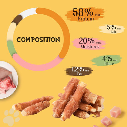 Dog Treats, Chicken Wrapped Beef Cartilage, Rawhide Free Dog Chews | Each 3–4 in Long Rawhide Free & Grain Free Dog Bones for Small Medium Large Dogs4