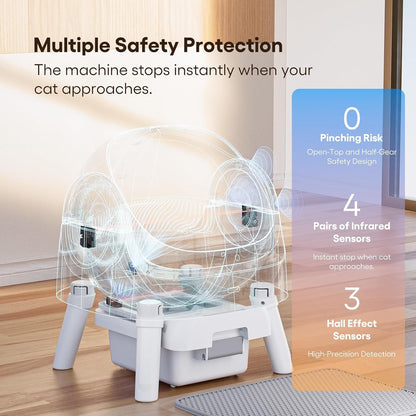 Self Cleaning Cat Litter Box, Automatic Litter Box for Multiple Cats, Integrated Safety Protection with Open-Top Design4
