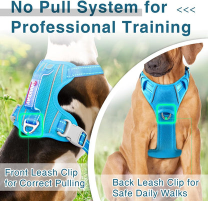 BARKBAY Dog Harness No Pull with ID Tag Pocket - Heavy Duty, Reflective, Easy Control for Large Dogs(Blue,L)3
