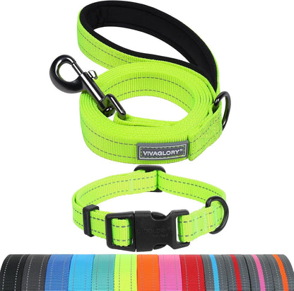 VIVAGLORY Dog Leash Puppy Leash for Collar, 3Ft X 1In, Black | with Soft Padded Handle for Training & Walking, Heavy Duty & Double Layer Nylon Pet Puppy39