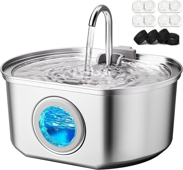 Cat Water Fountain Stainless Steel: 74Oz/2.2L Cat Fountain for Drinking | Pet Water Fountain inside - Automatic Dog Watering Dispenser Bowl - Pet Feeding & Watering Supplies11
