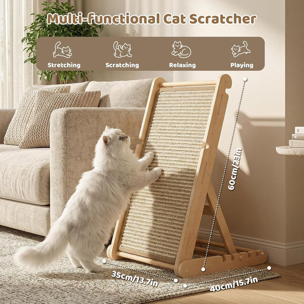 Xiaz Cat Scratcher, 23" Sisal Cats Scratching Board with 5 Adjustable Heights, No Assembly Required, Foldable Cat Scratchers for Indoor Cats and Kittens, Ready to Use5
